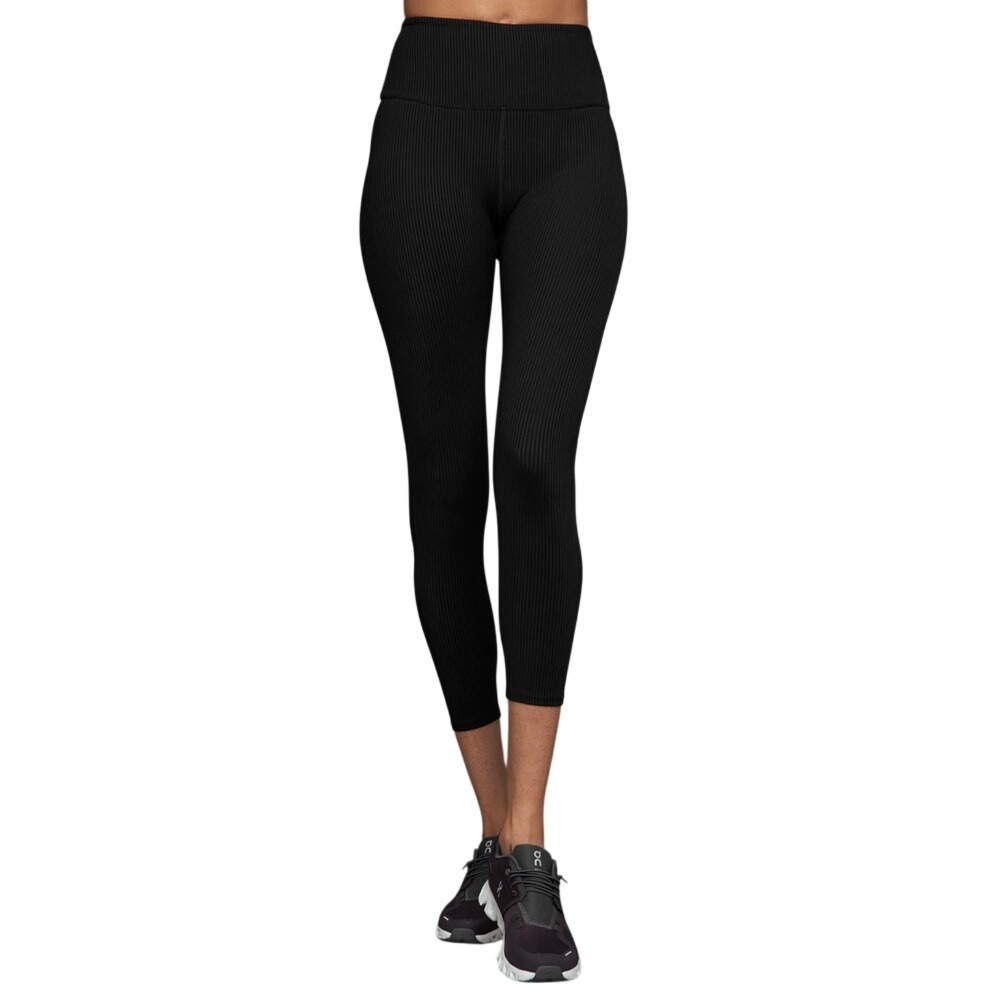 CARBON38 Women's High-Waisted Legging 7/8 Sz Small Premium Stretch Black Ribbed